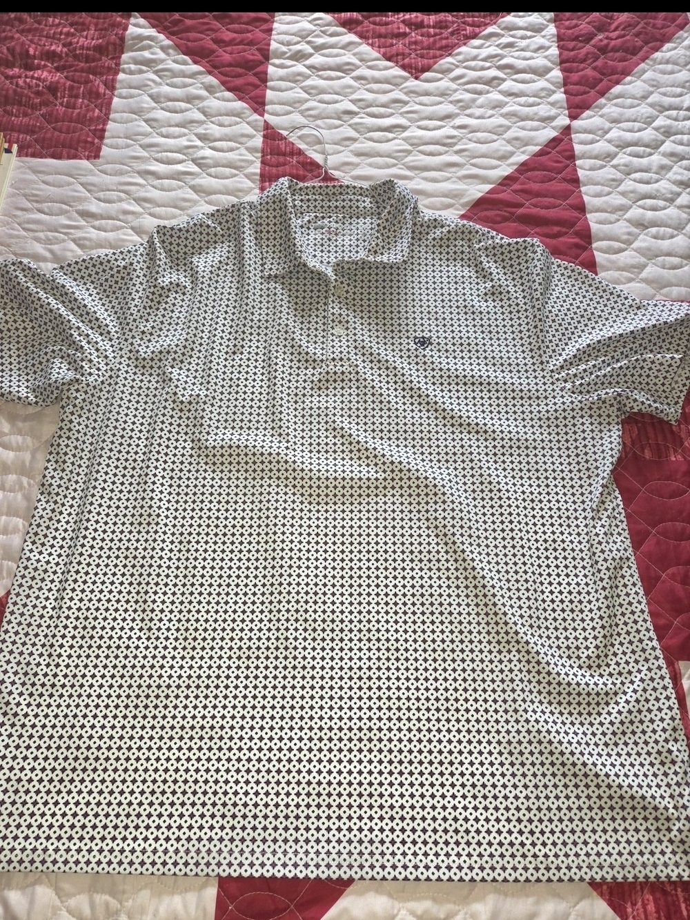 Ariat Men's Black and White Geo-Print Polo
